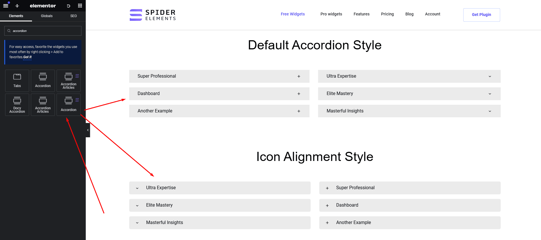Free Elementor Widgets : accordion widget
