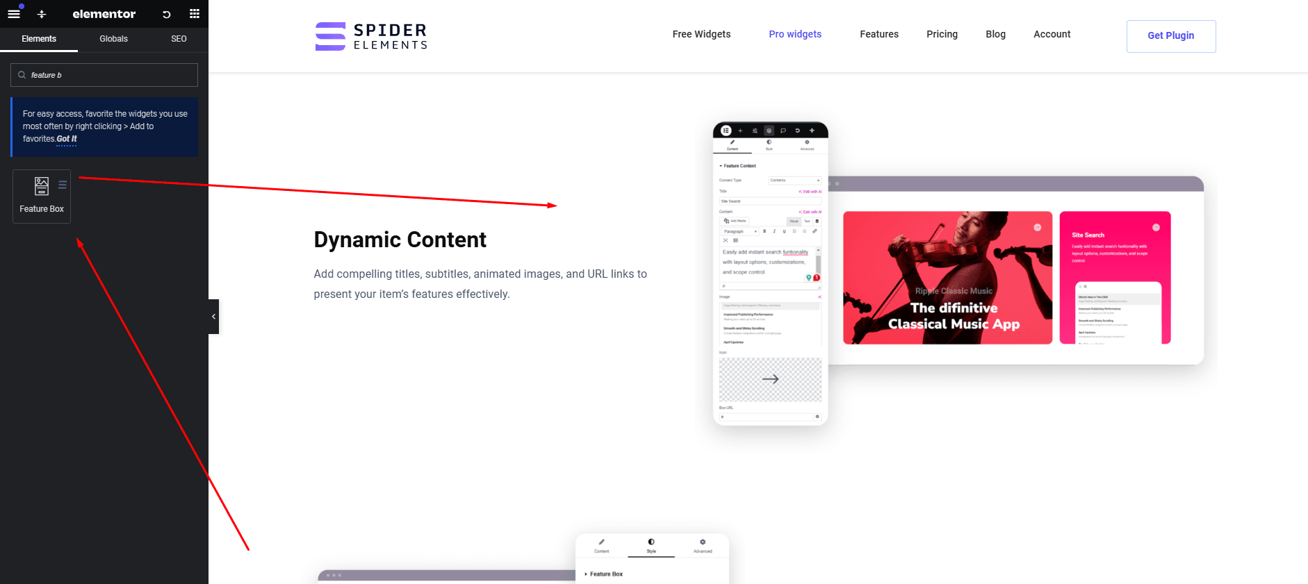 feature box widget