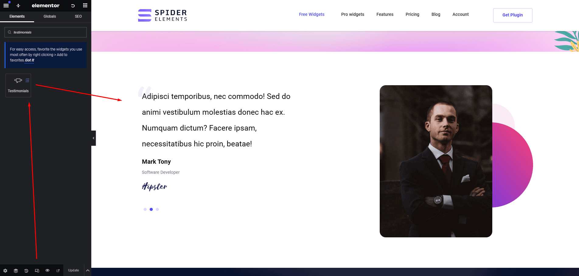 testimonials widget
